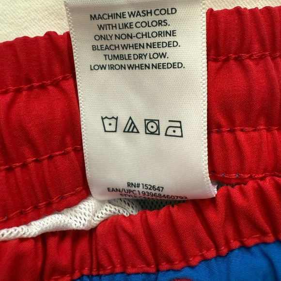 Vibrant Blue Kids Swim Trunks with Red Accent - Picture 7 of 9